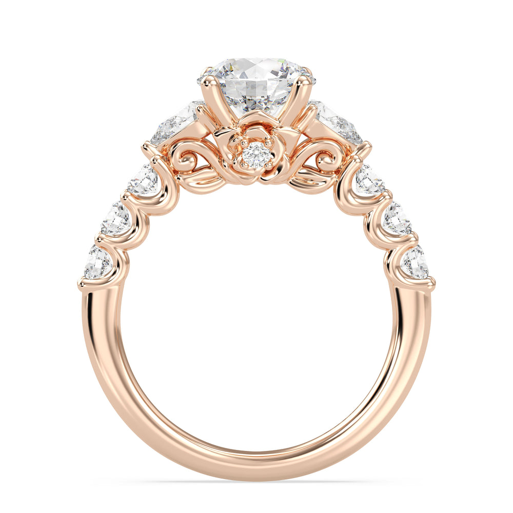 Enchanted Star Lab Grown Diamond 14K Gold Belle Gallery Engagement Ring with Rose Cut Diamond in 14KT Round view 3
