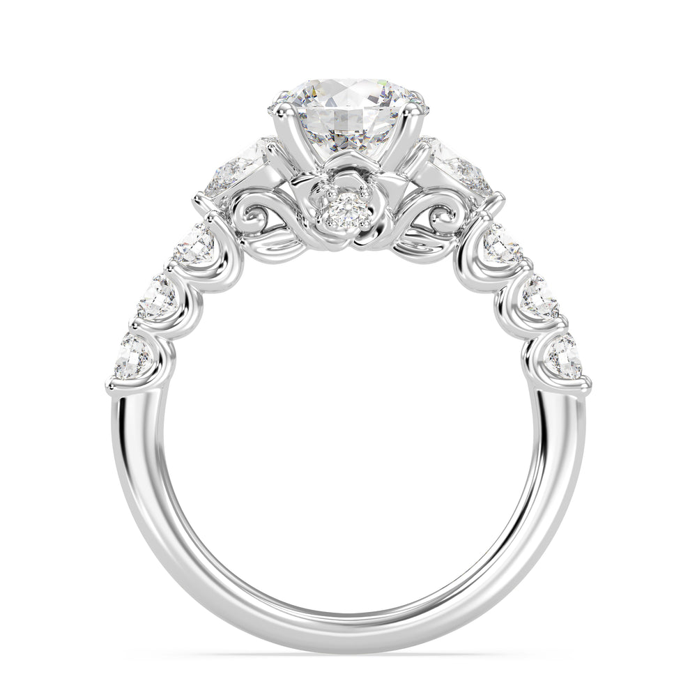 Enchanted Star Lab Grown Diamond 14K Gold Belle Gallery Engagement Ring with White Cut Diamond in 14KT Round view 3
