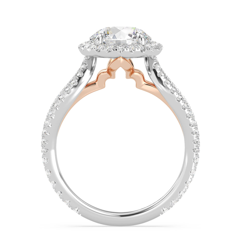 Enchanted Star Lab Grown Diamond 14K Gold Jasmine Engagement Ring with White/Rose Cut Diamond in 14KT Round view 3
