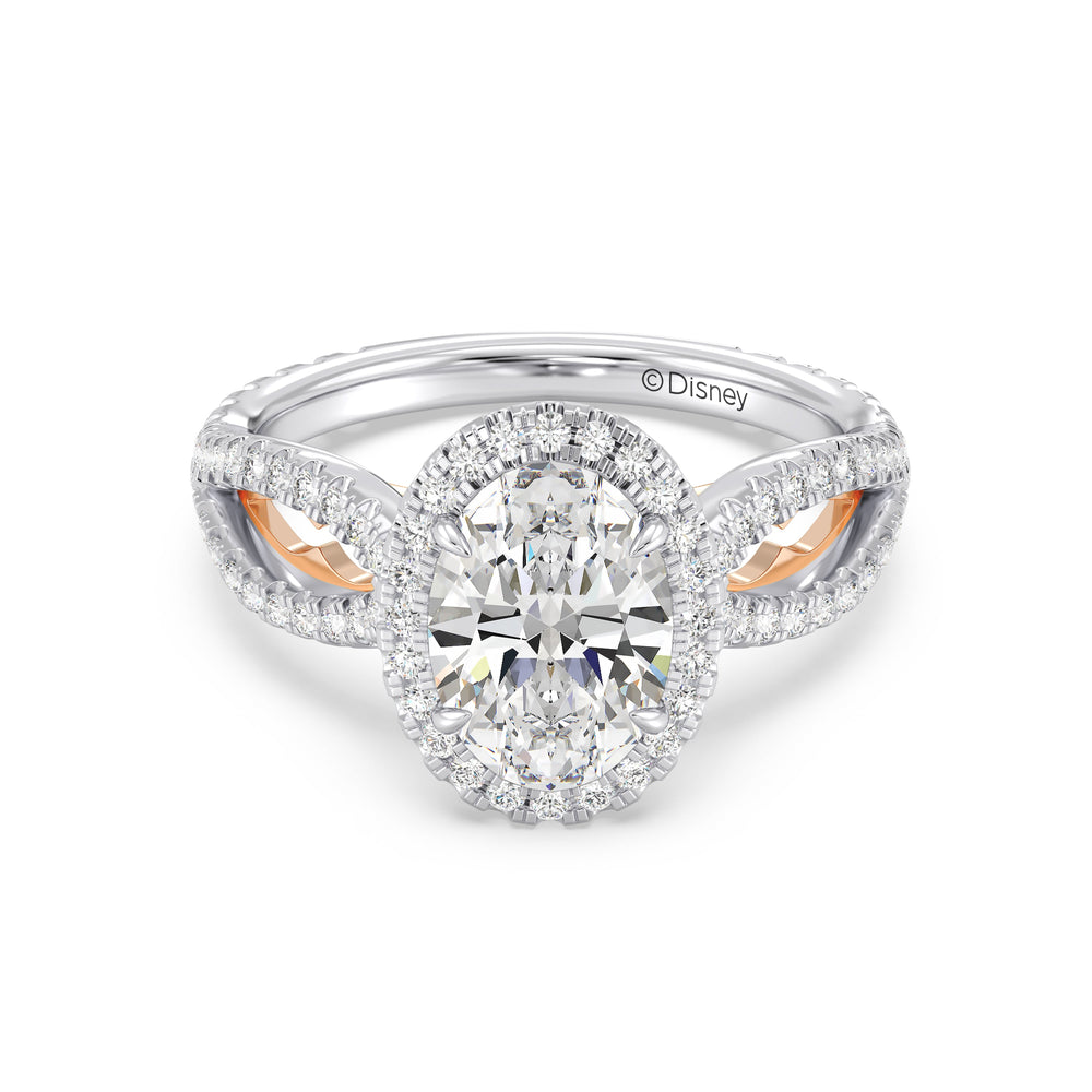 Enchanted Star Lab Grown Diamond 14K Gold Jasmine Engagement Ring with White/Rose Cut Diamond in 14KT Oval view 2
