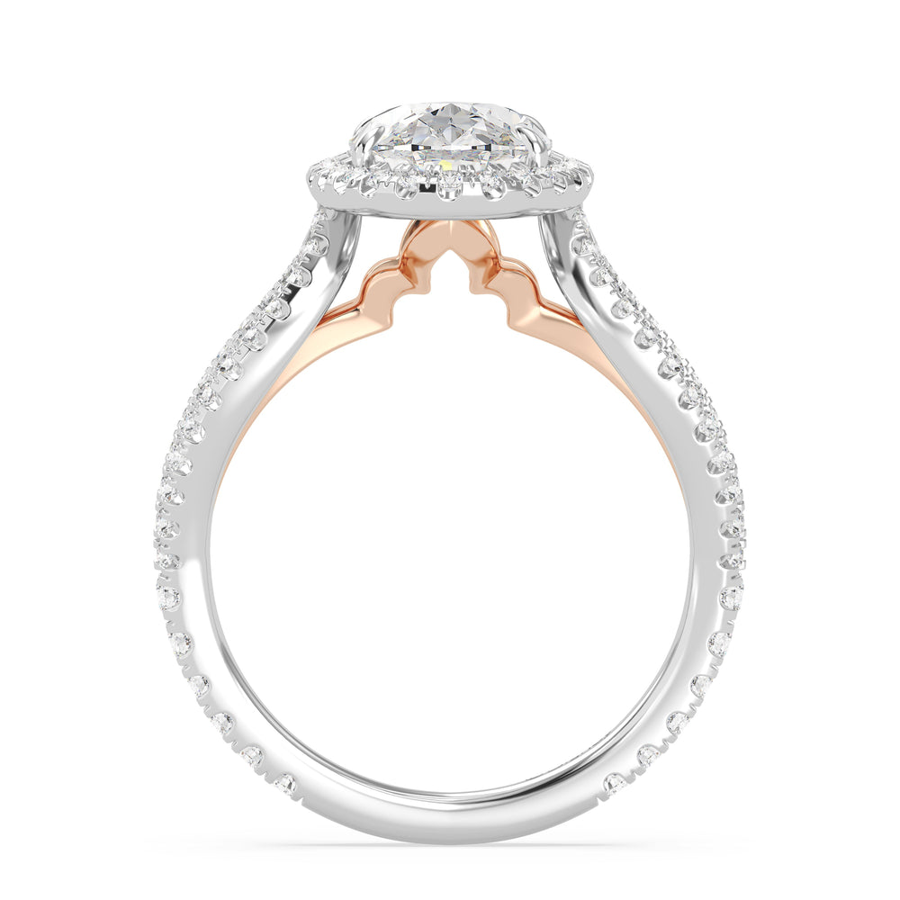 Enchanted Star Lab Grown Diamond 14K Gold Jasmine Engagement Ring with White/Rose Cut Diamond in 14KT Oval view 3
