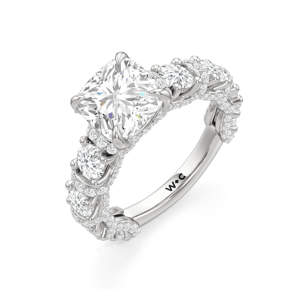 The Fulton Ring with Cushion Cut Diamond in 14KT Platinum view 7

