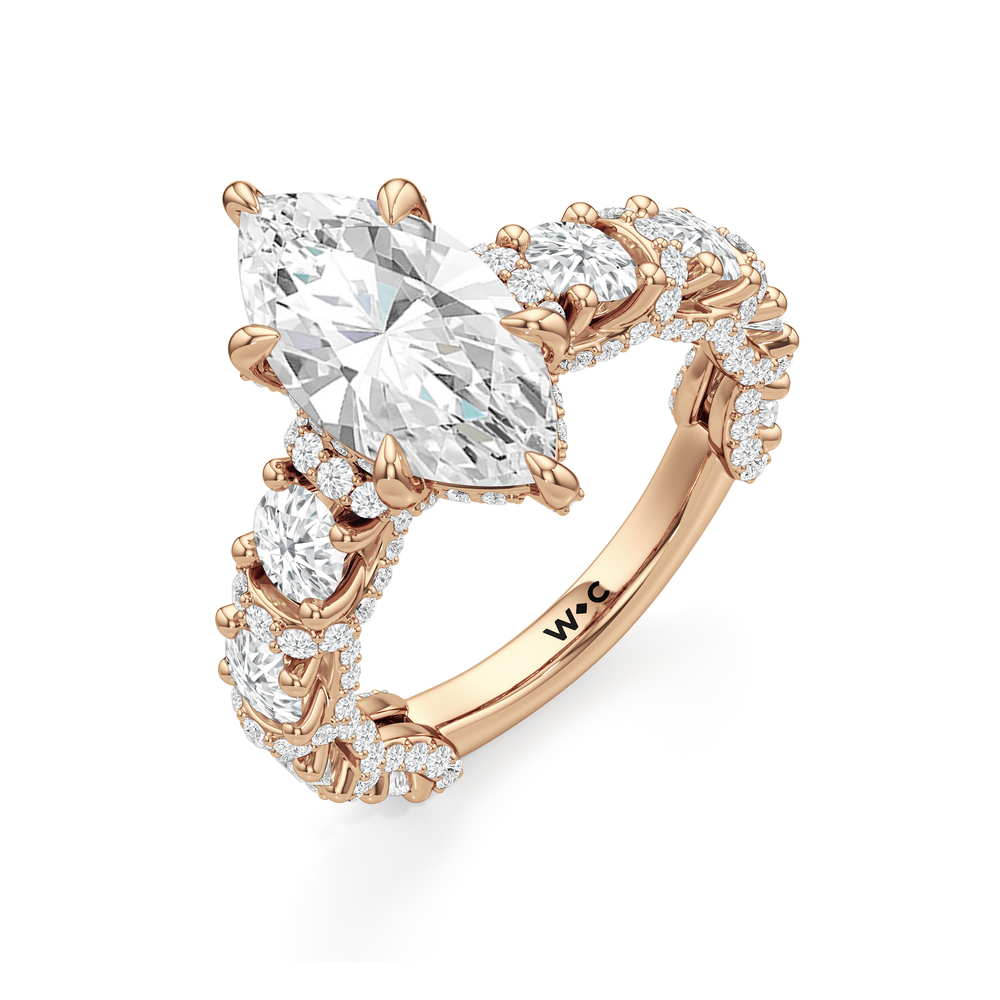 The Fulton Ring with Marquise Cut Diamond in 14KT Rose Gold view 7
