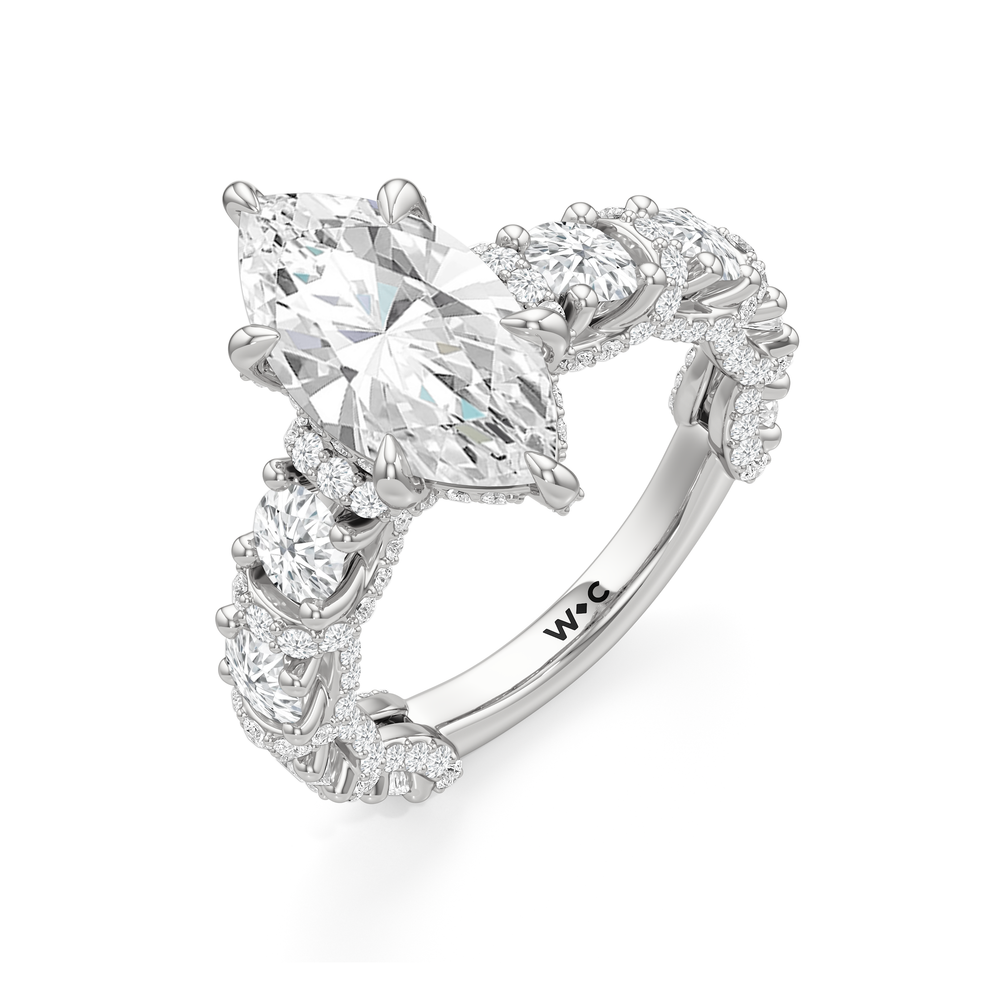 The Fulton Ring with Marquise Cut Diamond in 14KT Platinum view 7
