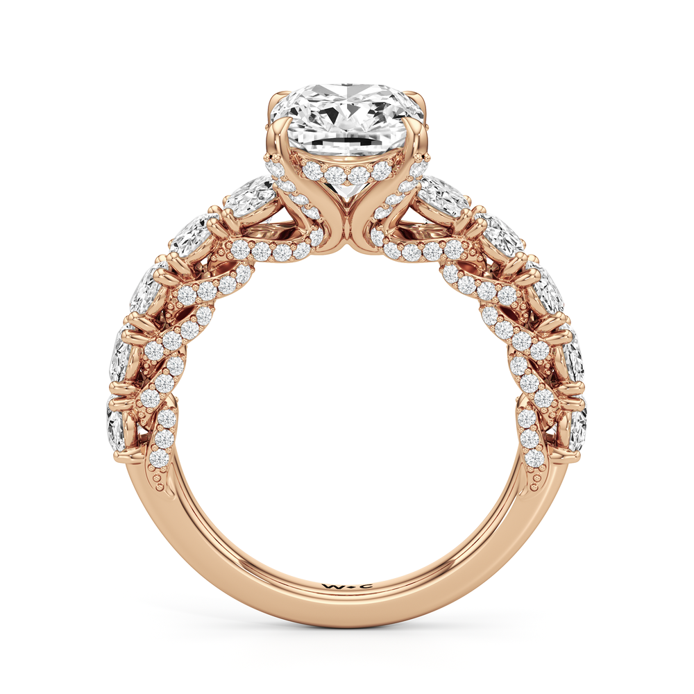 Elongated Cushion Cut The Roosevelt Ring with Lab Grown Diamond in 14KT Rose Gold view 6
