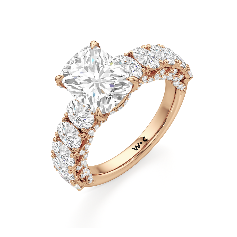 Elongated Cushion Cut The Roosevelt Ring with Lab Grown Diamond in 14KT Rose Gold view 7
