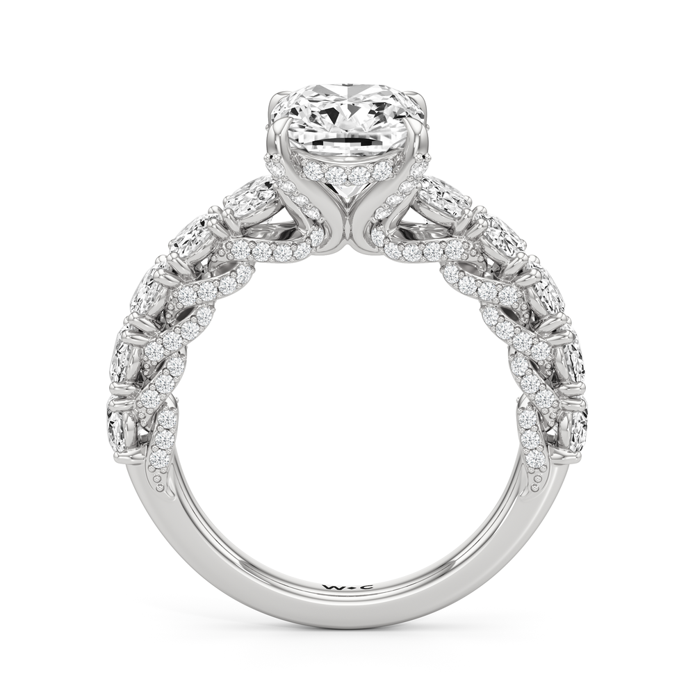 Elongated Cushion Cut The Roosevelt Ring with Lab Grown Diamond in 14KT Platinum view 6
