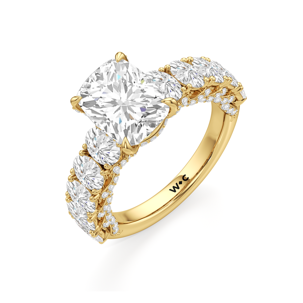 Elongated Cushion Cut The Roosevelt Ring with Lab Grown Diamond in 14KT Yellow Gold view 7
