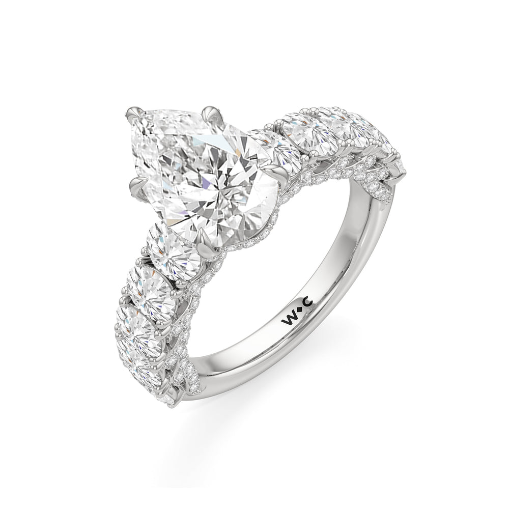 Pear Cut The Roosevelt Ring with Lab Grown Diamond in 14KT Platinum view 7
