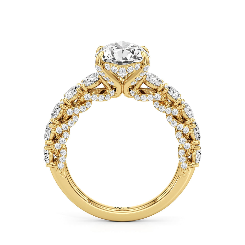 Pear Cut The Roosevelt Ring with Lab Grown Diamond in 14KT Yellow Gold view 6
