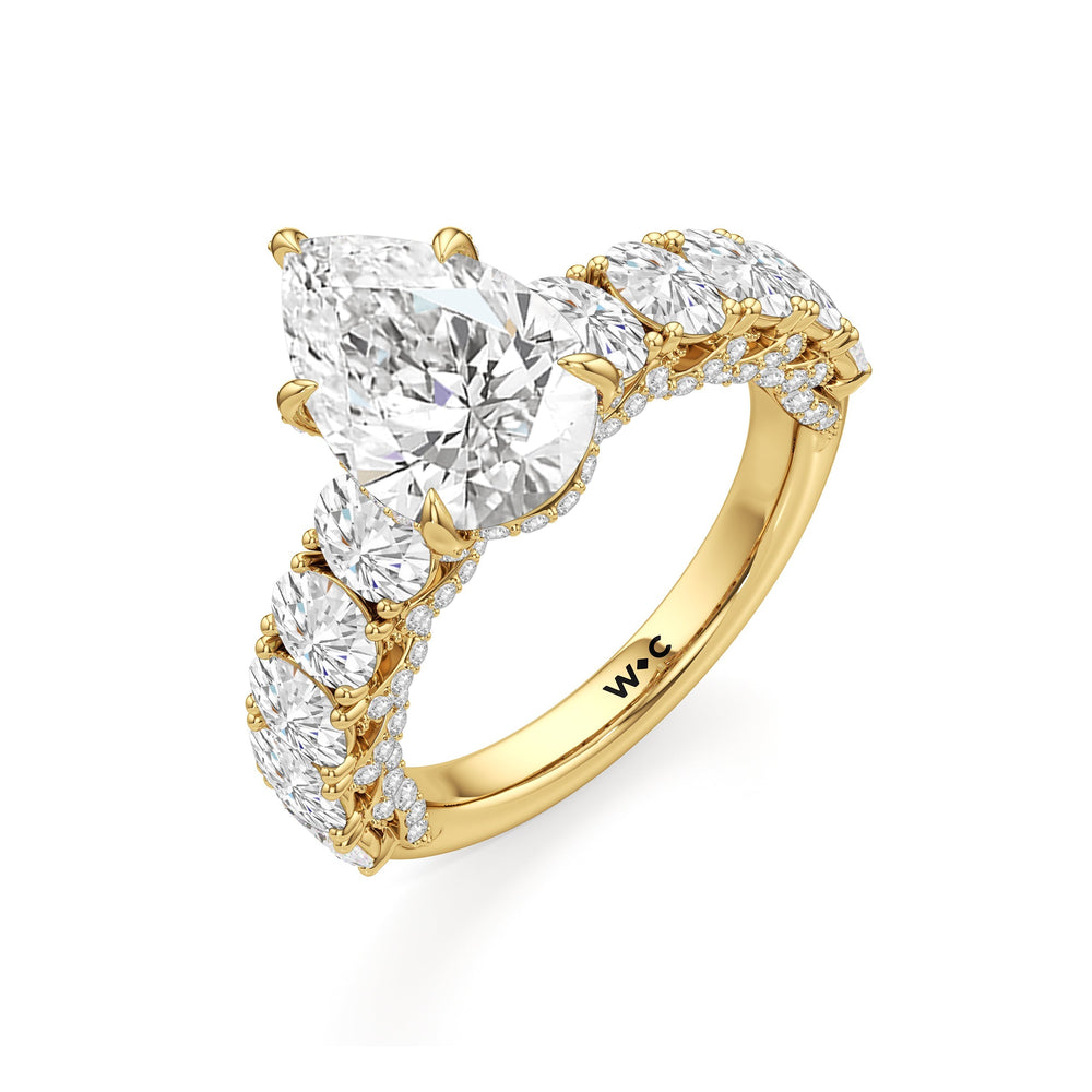 Pear Cut The Roosevelt Ring with Lab Grown Diamond in 14KT Yellow Gold view 7
