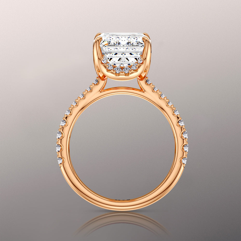 The Cassatt Ring with Emerald Cut Diamond in 14KT Rose Gold view 8

