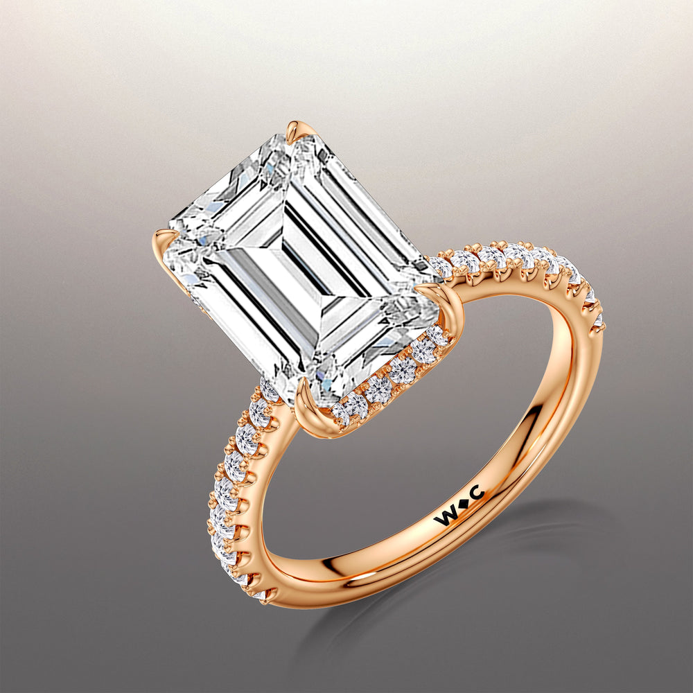 The Cassatt Ring with Emerald Cut Diamond in 14KT Rose Gold view 6

