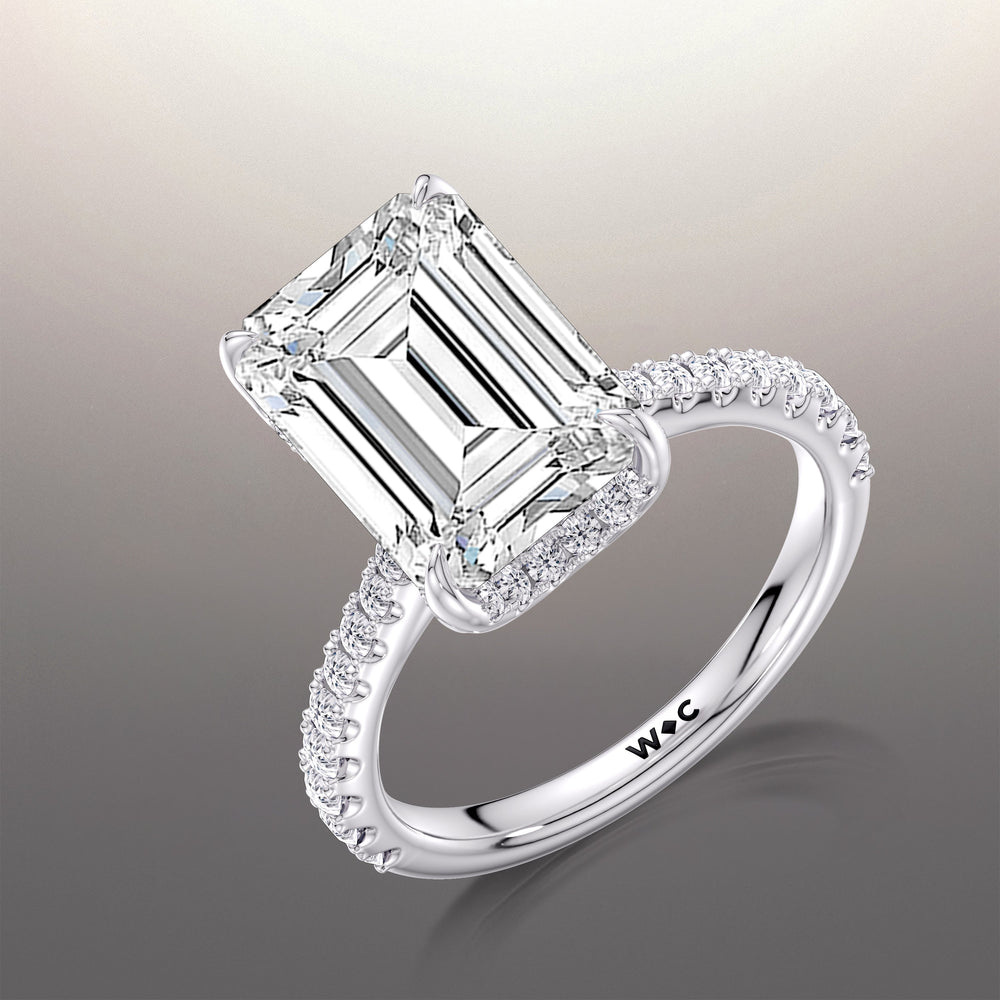 The Cassatt Ring with Emerald Cut Diamond in 14KT Platinum view 6
