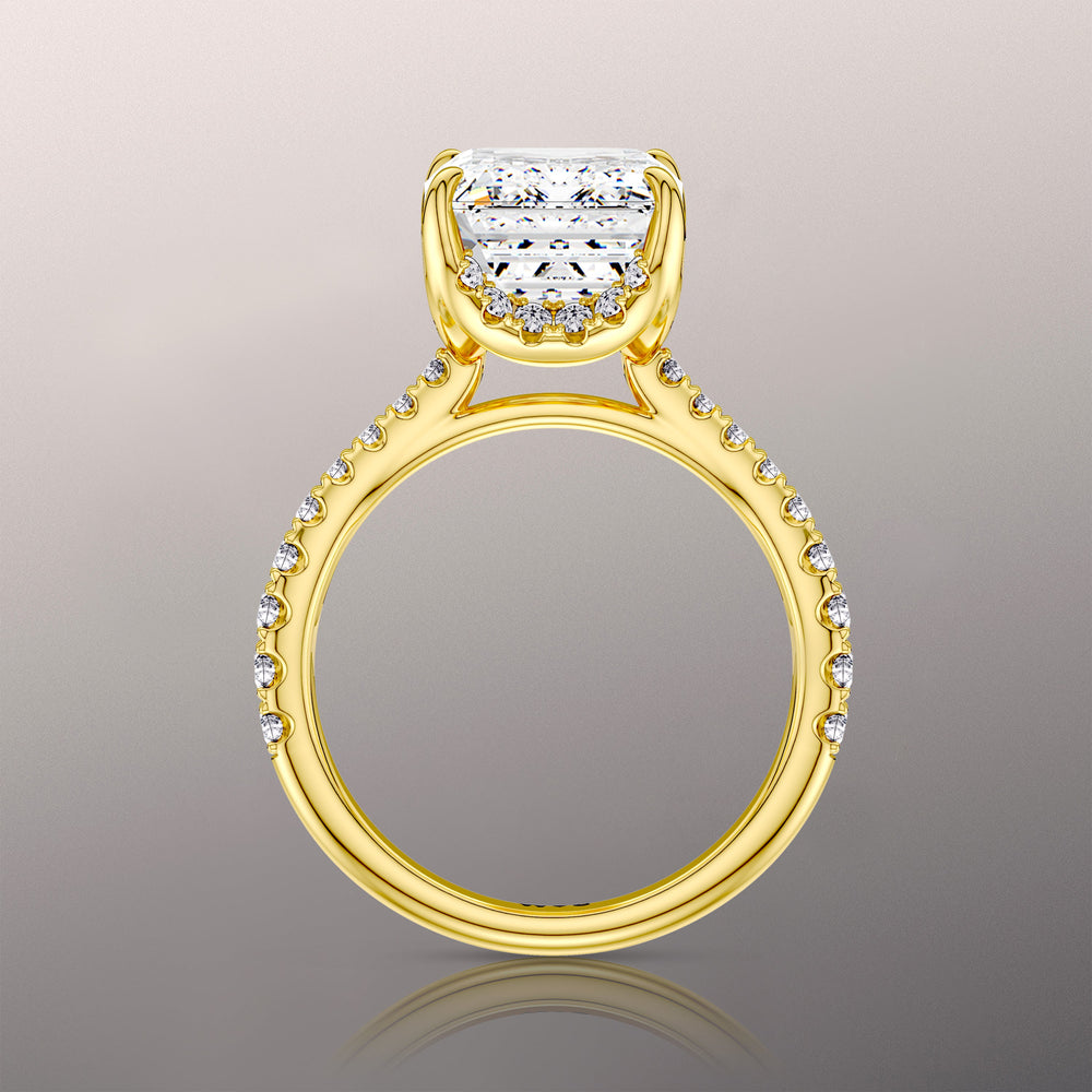 The Cassatt Ring with Emerald Cut Diamond in 14KT Yellow Gold view 8
