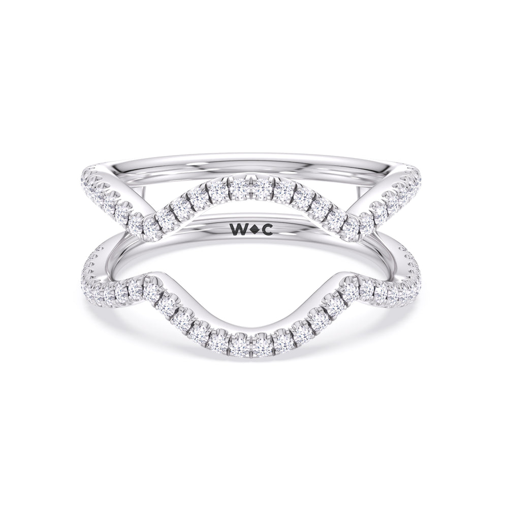 Elegance Twisted Half Pave Diamond Wedding Band with Platinum Cut Diamond in 14KT Platinum view 1
