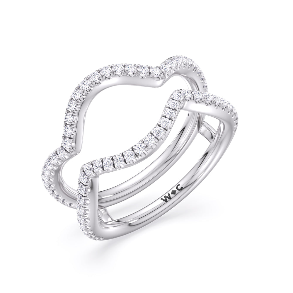 Elegance Twisted Half Pave Diamond Wedding Band with Platinum Cut Diamond in 14KT Platinum view 4
