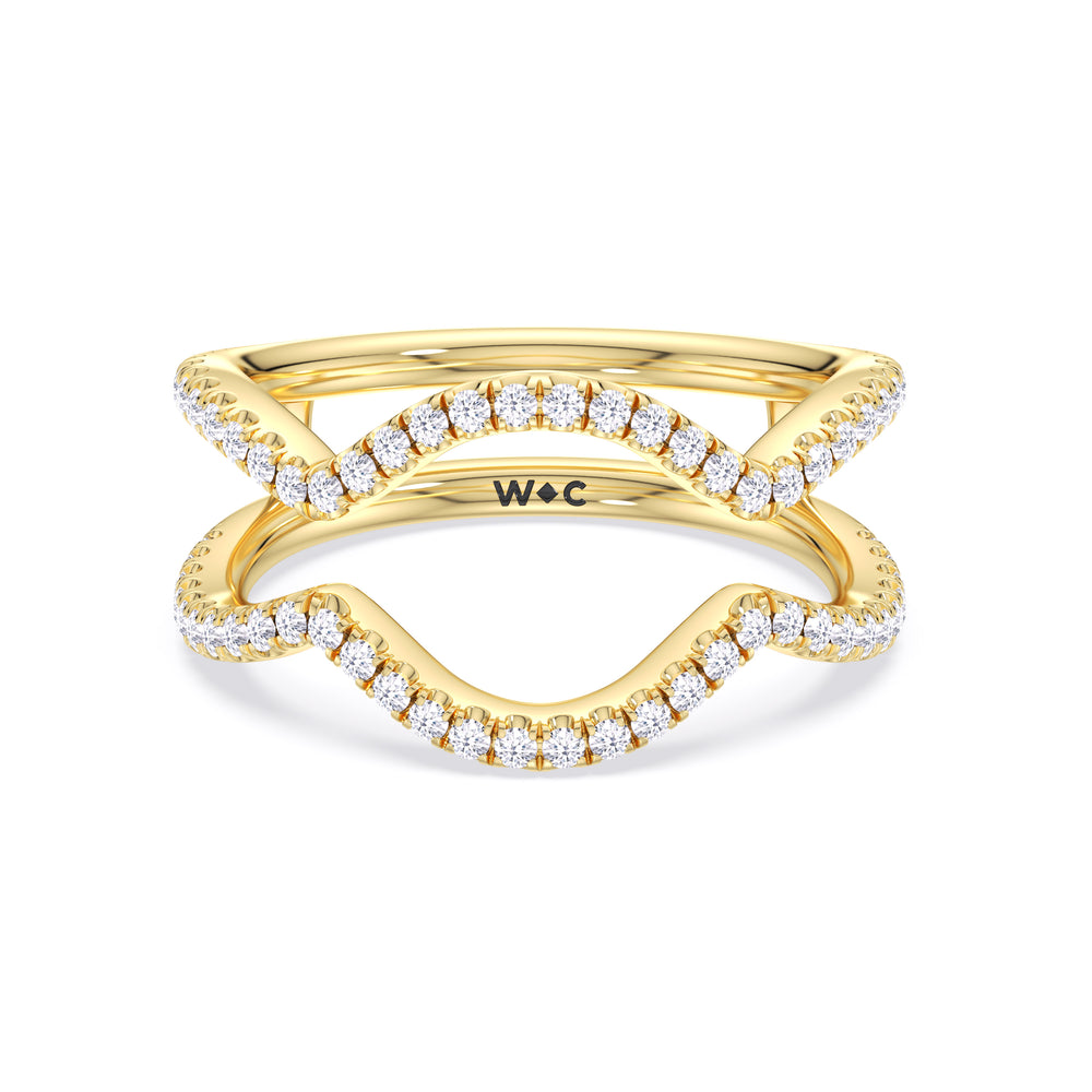 Elegance Twisted Half Pave Diamond Wedding Band with 18KT Yellow Gold Cut Diamond in 14KT Yellow Gold view 1
