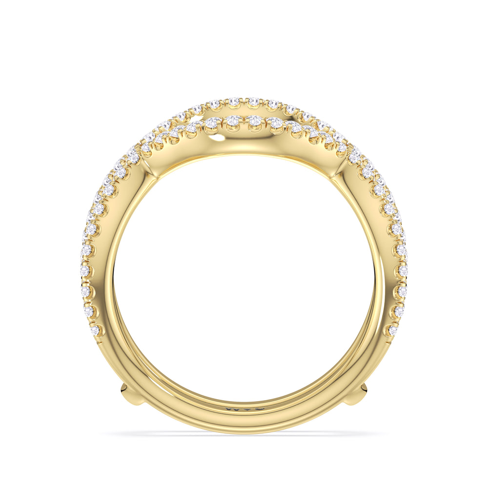 Elegance Twisted Half Pave Diamond Wedding Band with 18KT Yellow Gold Cut Diamond in 14KT Yellow Gold view 2
