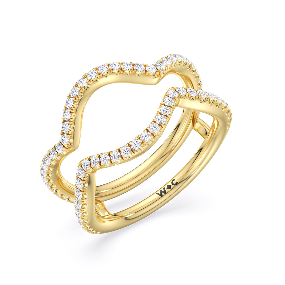 Elegance Twisted Half Pave Diamond Wedding Band with 18KT Yellow Gold Cut Diamond in 14KT Yellow Gold view 4
