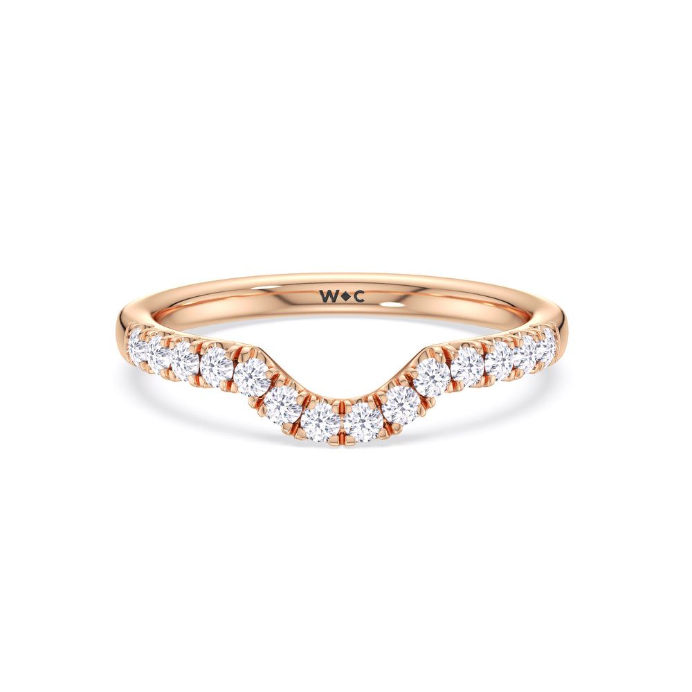 Elegance Tapered Accent Bridge Diamond Wedding Band with 18KT Rose Gold Cut Diamond in 14KT Rose Gold view 1
