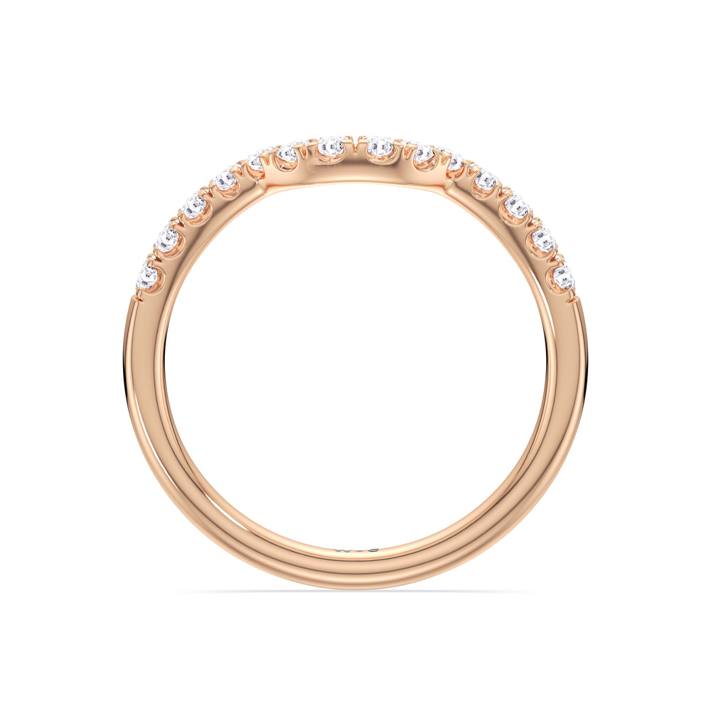 Elegance Tapered Accent Bridge Diamond Wedding Band with 18KT Rose Gold Cut Diamond in 14KT Rose Gold view 2
