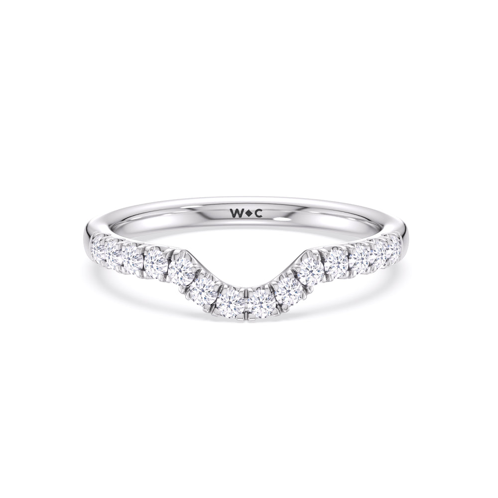 Elegance Tapered Accent Bridge Diamond Wedding Band with Platinum Cut Diamond in 14KT Platinum view 1
