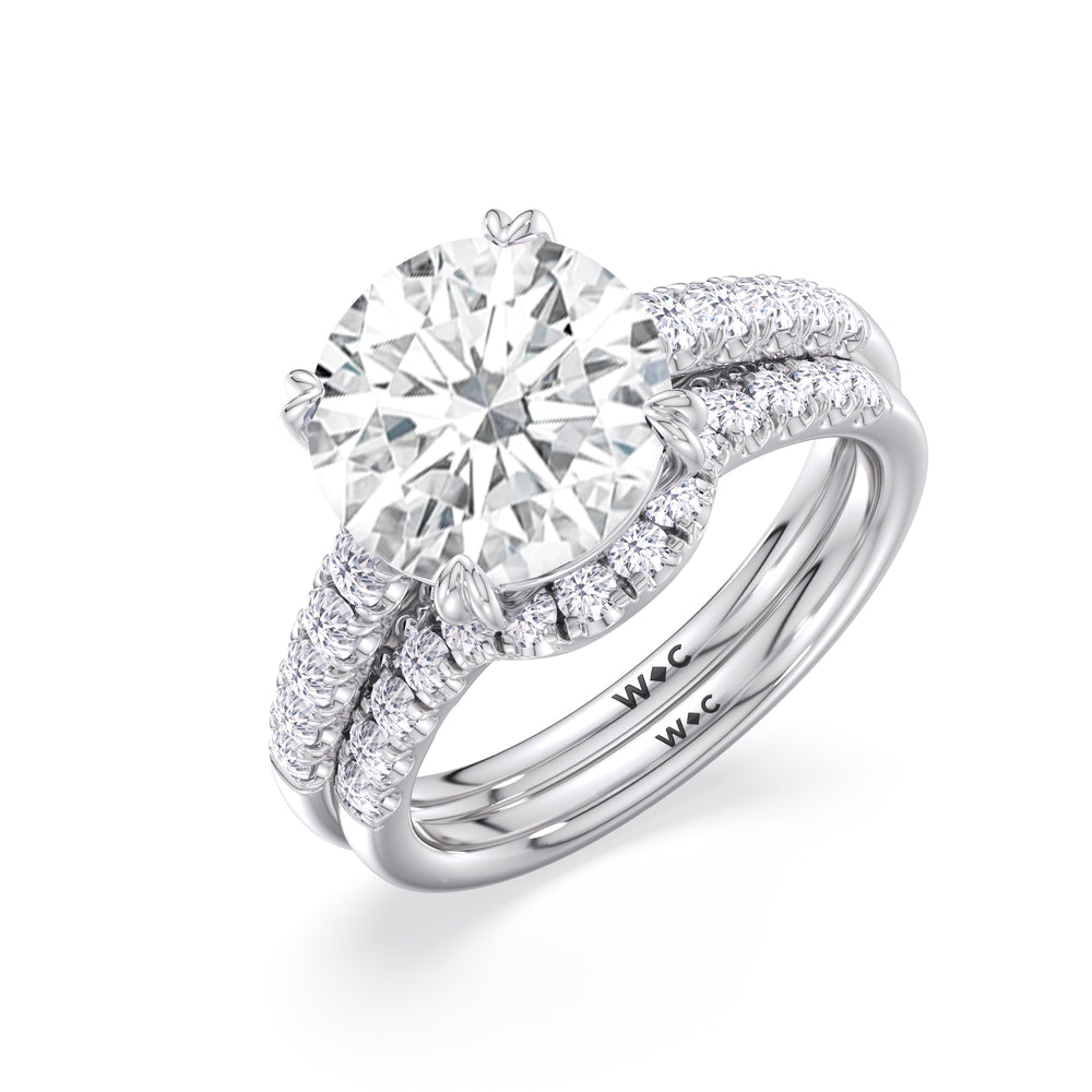 Elegance Tapered Accent Bridge Diamond Wedding Band with Platinum Cut Diamond in 14KT Platinum view 3
