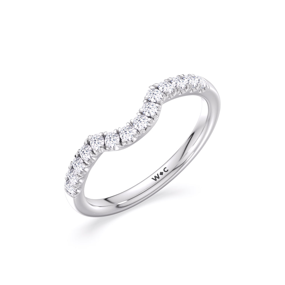 Elegance Tapered Accent Bridge Diamond Wedding Band with Platinum Cut Diamond in 14KT Platinum view 4

