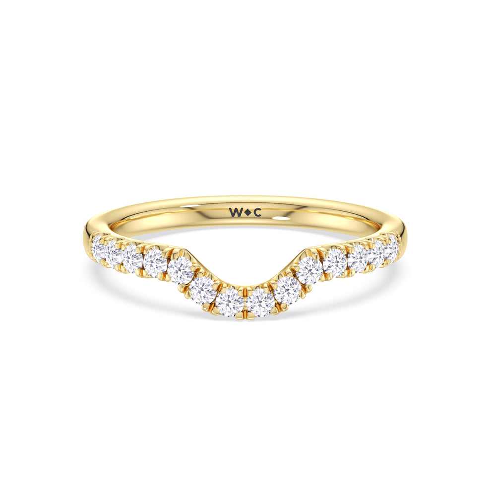 Elegance Tapered Accent Bridge Diamond Wedding Band with 18KT Yellow Gold Cut Diamond in 14KT Yellow Gold view 1
