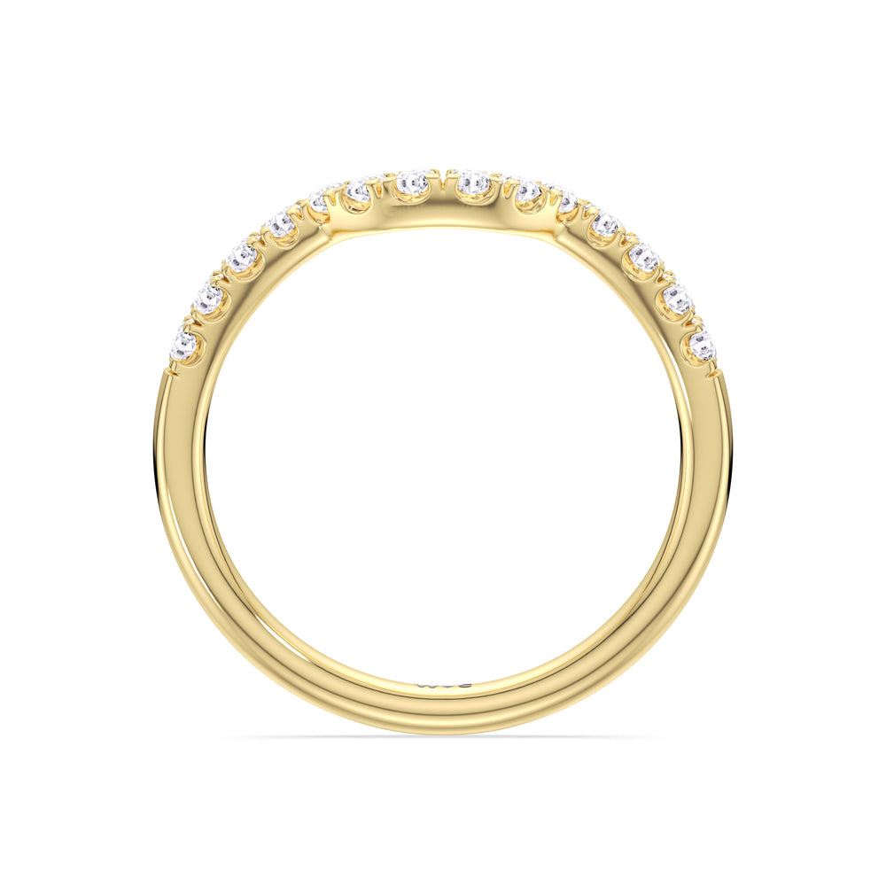 Elegance Tapered Accent Bridge Diamond Wedding Band with 18KT Yellow Gold Cut Diamond in 14KT Yellow Gold view 2
