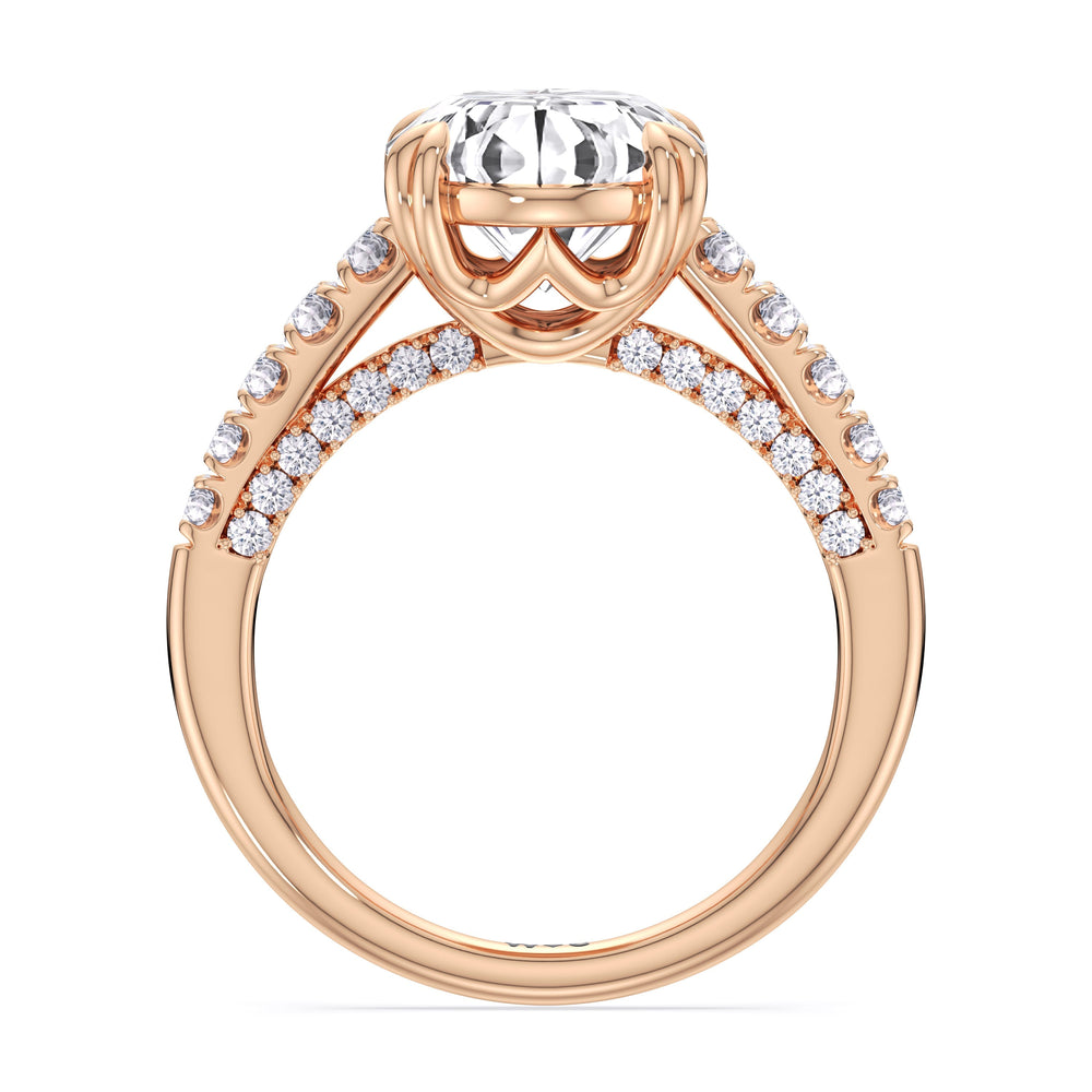 Elegance Tapered Accent Bridge Engagement Ring with Oval Cut Diamond in 14KT Rose Gold view 4
