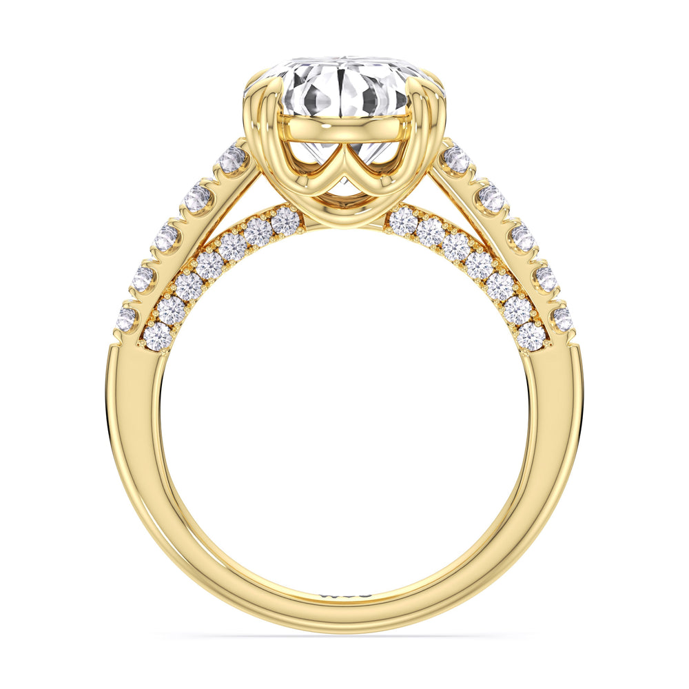 Elegance Tapered Accent Bridge Engagement Ring with Oval Cut Diamond in 14KT Yellow Gold view 4
