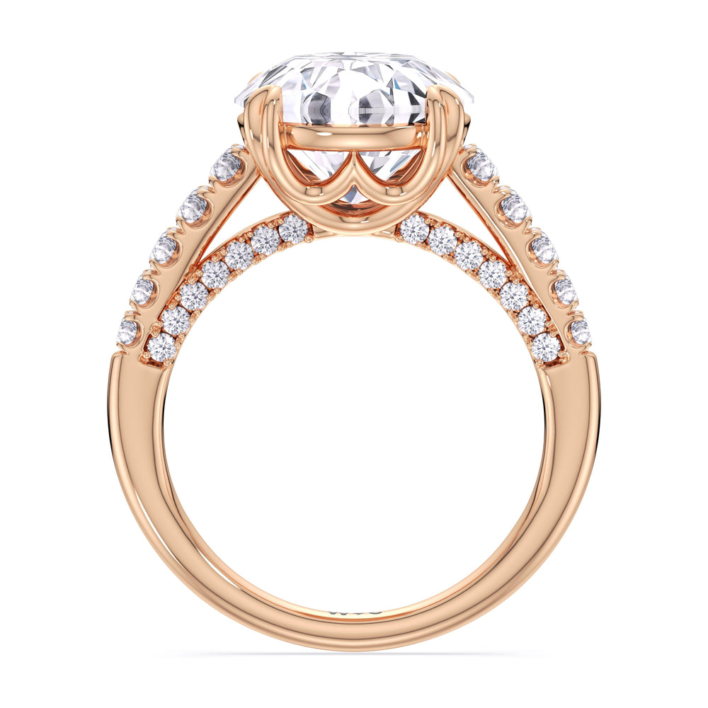 Elegance Tapered Accent Bridge Engagement Ring with Round Cut Diamond in 14KT Rose Gold view 4
