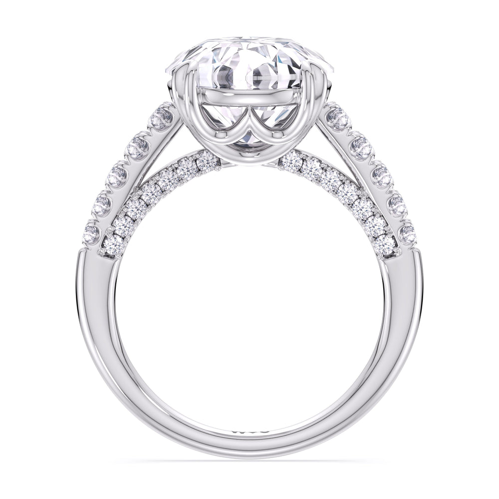 Elegance Tapered Accent Bridge Engagement Ring with Round Cut Diamond in 14KT Platinum view 4
