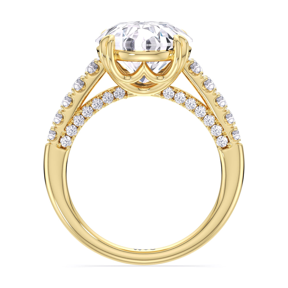 Elegance Tapered Accent Bridge Engagement Ring with Round Cut Diamond in 14KT Yellow Gold view 4
