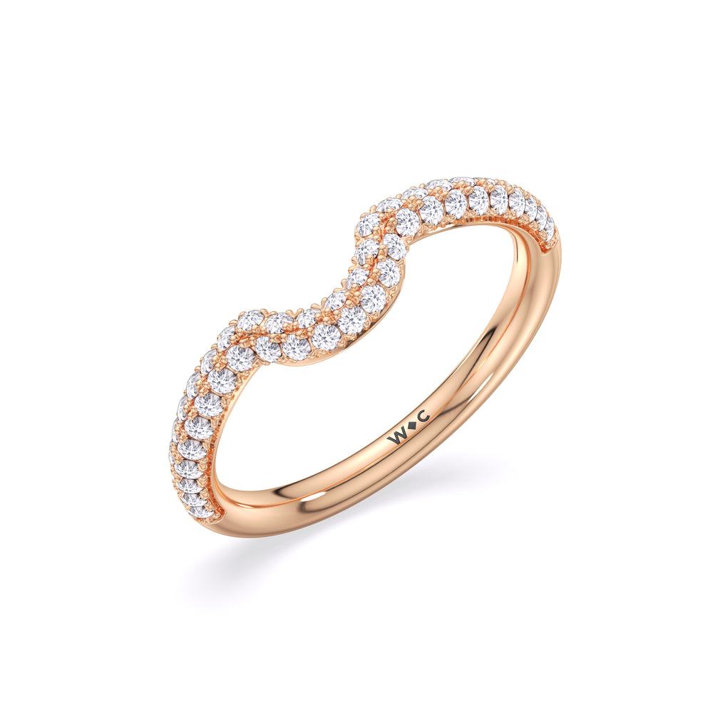 Elegance Double Prong Diamond Wedding Band with 18KT Rose Gold Cut Diamond in 14KT Rose Gold view 5
