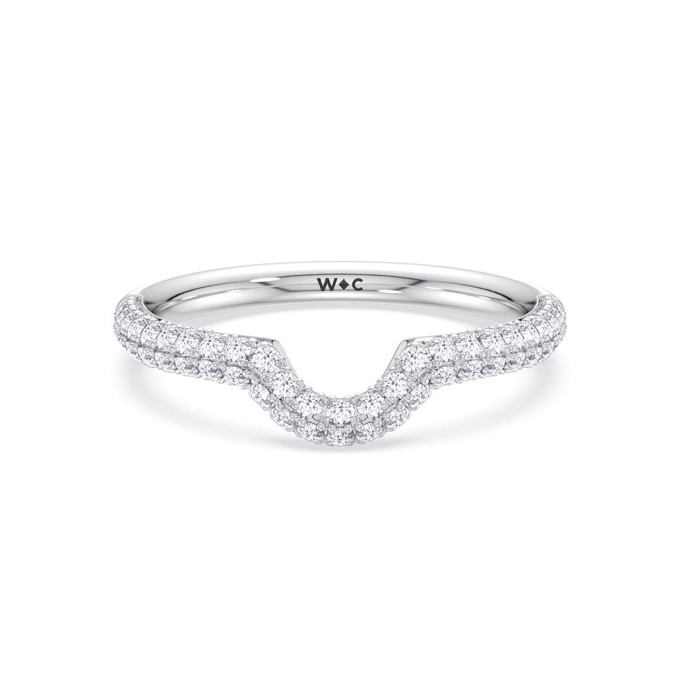 Elegance Double Prong Diamond Wedding Band with Platinum Cut Diamond in 14KT Platinum view 1
