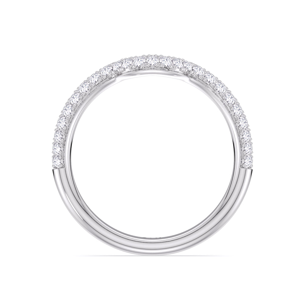 Elegance Double Prong Diamond Wedding Band with Platinum Cut Diamond in 14KT Platinum view 4
