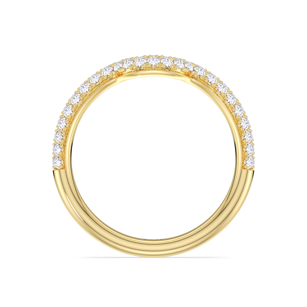 Elegance Double Prong Diamond Wedding Band with 18KT Yellow Gold Cut Diamond in 14KT Yellow Gold view 4
