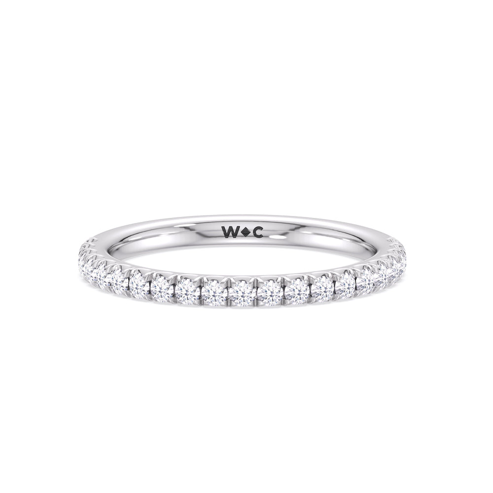 Elegance Double Hidden Halo Diamond Wedding Band with Platinum Cut Diamond in 14KT Platinum view 1

