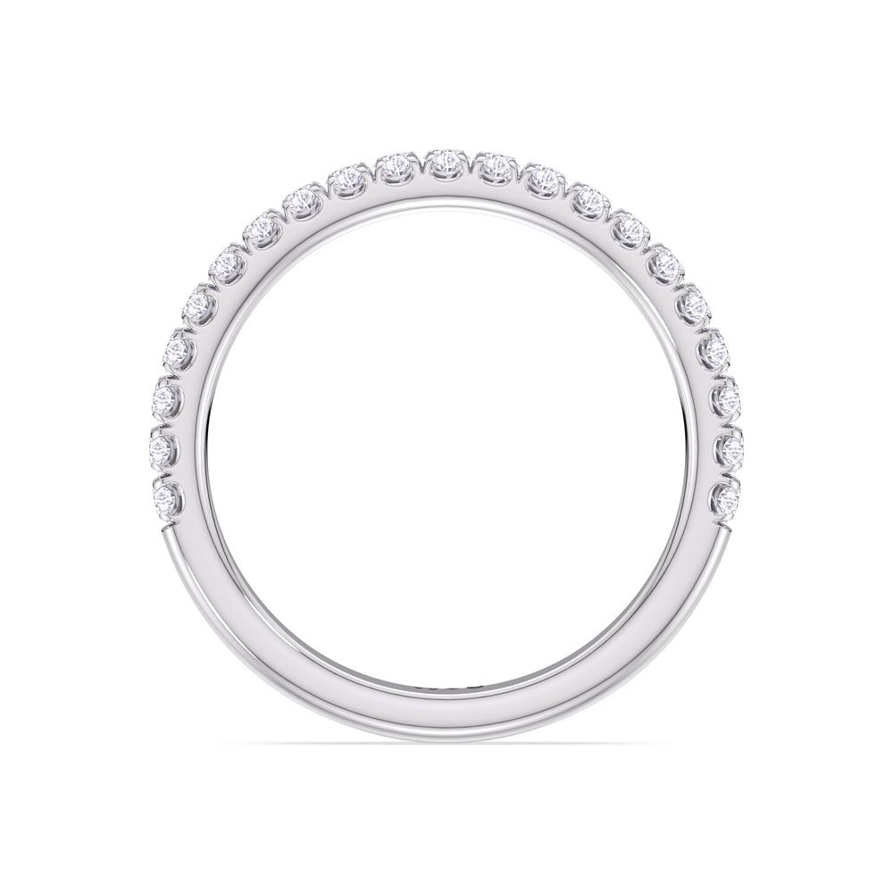 Elegance Double Hidden Halo Diamond Wedding Band with Platinum Cut Diamond in 14KT Platinum view 2
