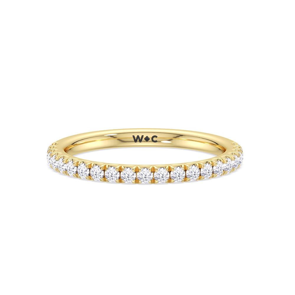 Elegance Double Hidden Halo Diamond Wedding Band with 18KT Yellow Gold Cut Diamond in 14KT Yellow Gold view 1
