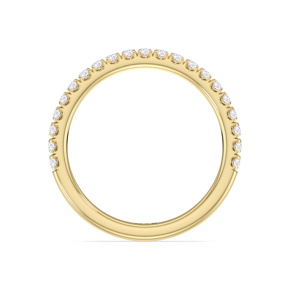 Elegance Double Hidden Halo Diamond Wedding Band with 18KT Yellow Gold Cut Diamond in 14KT Yellow Gold view 2
