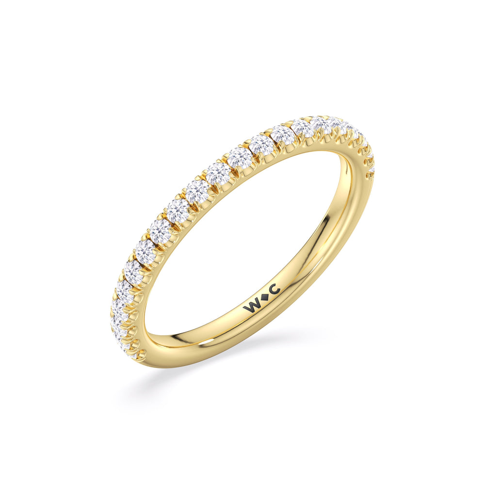 Elegance Double Hidden Halo Diamond Wedding Band with 18KT Yellow Gold Cut Diamond in 14KT Yellow Gold view 4
