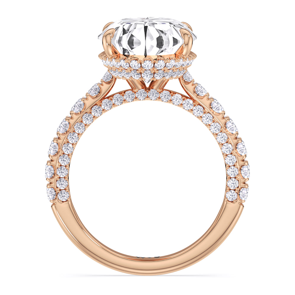 Elegance Double Hidden Halo Engagement Ring with Oval Cut Diamond in 14KT Rose Gold view 4
