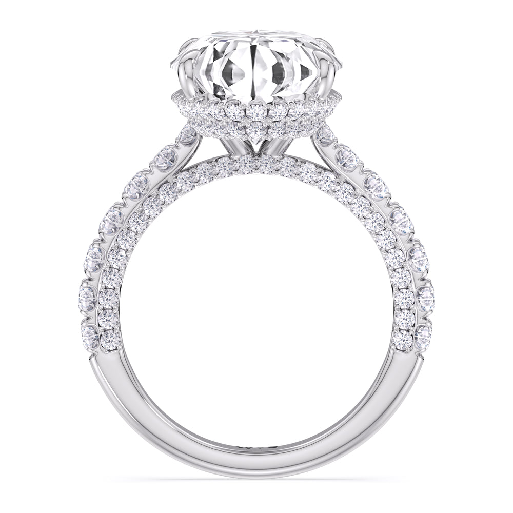 Elegance Double Hidden Halo Engagement Ring with Oval Cut Diamond in 14KT Platinum view 4
