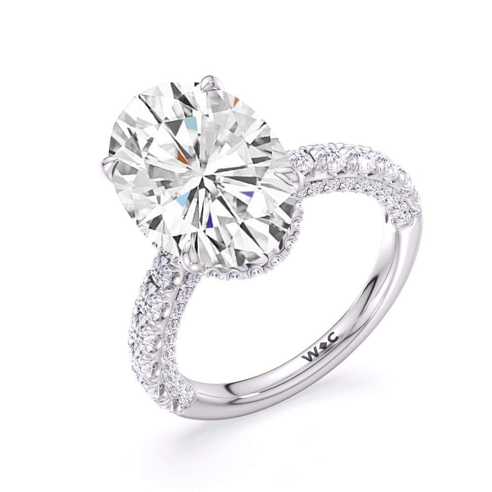 Elegance Double Hidden Halo Engagement Ring with Oval Cut Diamond in 14KT Platinum view 5
