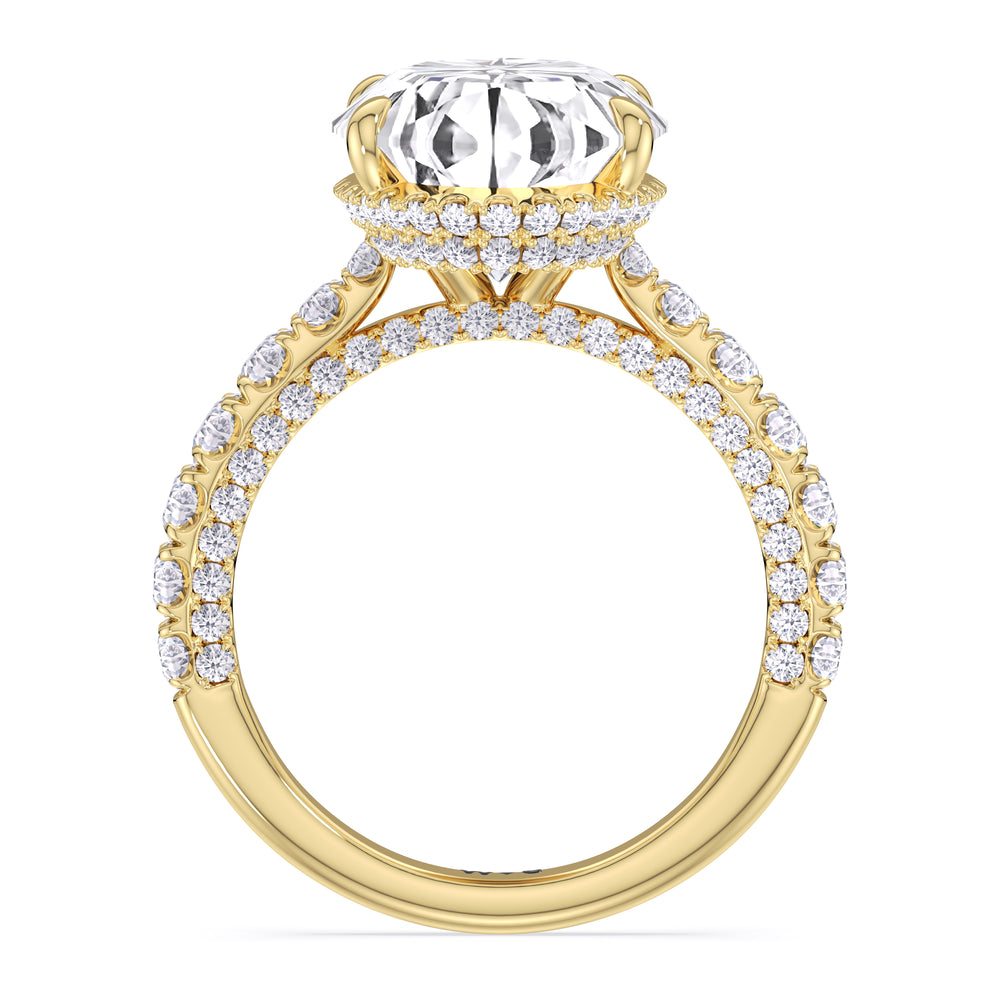 Elegance Double Hidden Halo Engagement Ring with Oval Cut Diamond in 14KT Yellow Gold view 4

