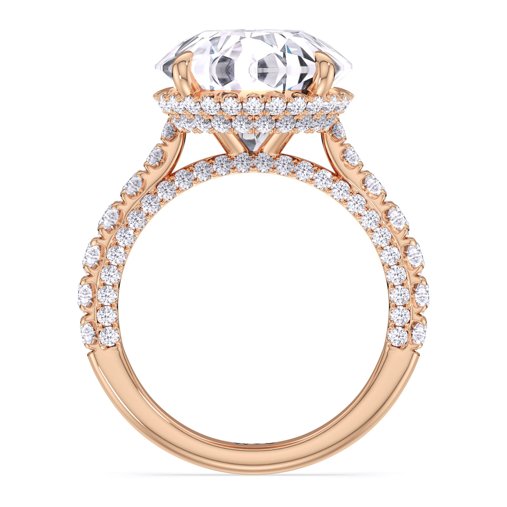 Elegance Double Hidden Halo Engagement Ring with Round Cut Diamond in 14KT Rose Gold view 4
